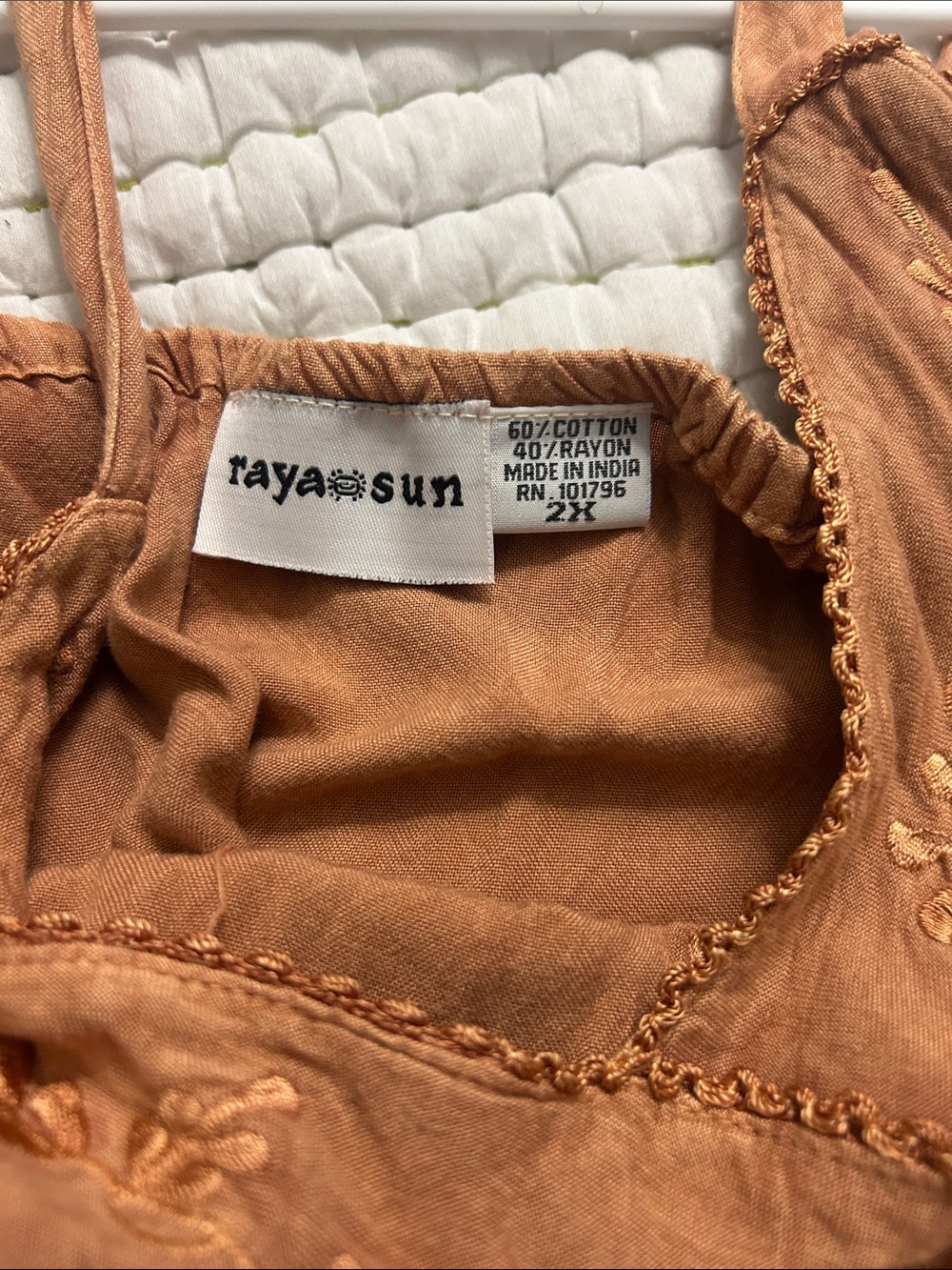 raya sun Embroidered Slip Dress in Rust Orange - Picture 5 of 5